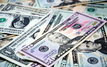 Картинка разное золото +купюры +монеты доллары