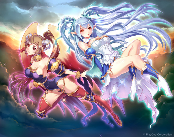 Обои картинки фото аниме, животные,  существа, девушки