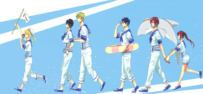 Обои картинки фото аниме, free, девочка, парни