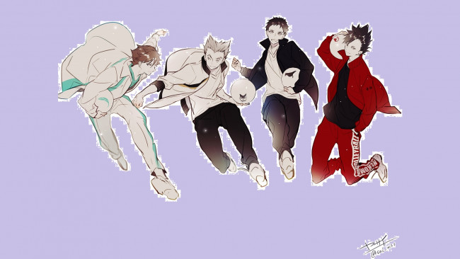 Обои картинки фото аниме, haikyuu, волейбол, карасуно, парни