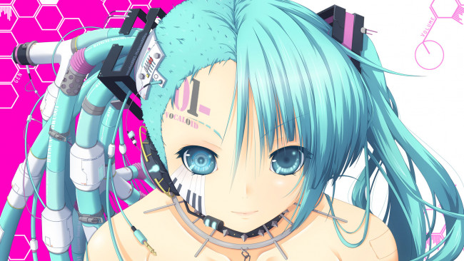 Обои картинки фото аниме, vocaloid, фон, взгляд, девушка