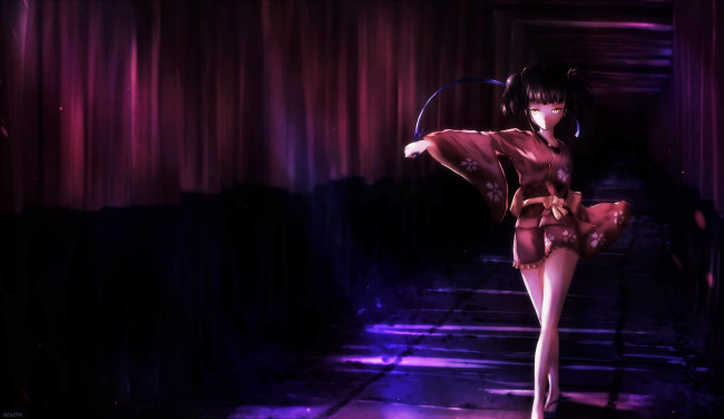 Обои картинки фото аниме, unknown,  другое, взгляд, девушка, фон