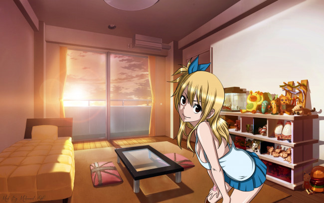 Обои картинки фото аниме, fairy tail, взгляд, девушка, фон, grisaia no kajitsu