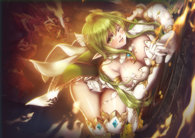 Обои картинки фото аниме, животные,  существа, девушка, эльф