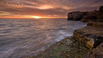 Картинка природа побережье закат скалы