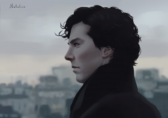 Картинка рисованное кино by natalico sherlock benedict cumberbatch holmes