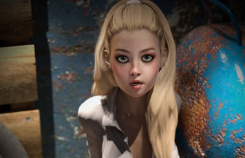 Картинка 3д+графика люди+ people девушка взгляд фон