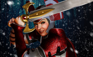 Картинка фэнтези девушки фон девушка улыбка меч