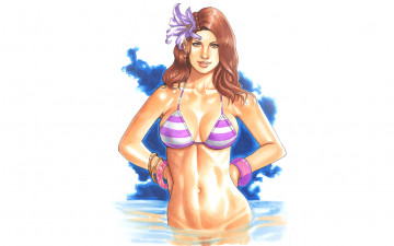Картинка рисованное люди купальник девушка фон взгляд