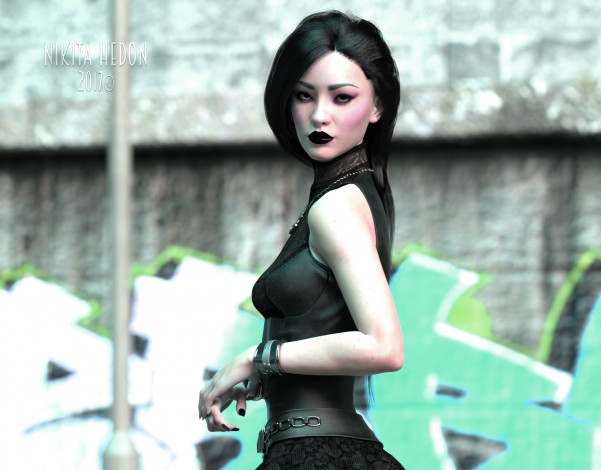 Обои картинки фото 3д графика, люди , people, взгляд, девушка, фон