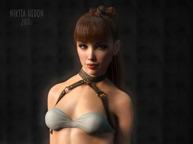 Обои картинки фото 3д графика, люди , people, девушка, взгляд, фон