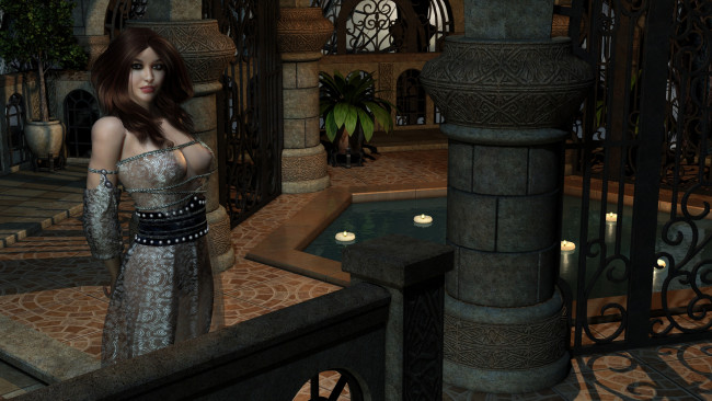 Обои картинки фото 3д графика, люди , people, фон, взгляд, девушка