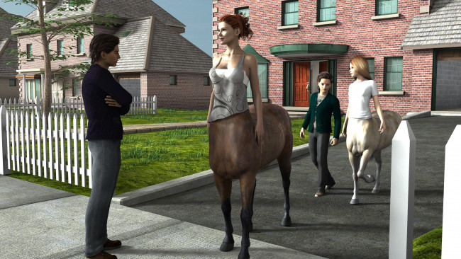 Обои картинки фото 3д графика, существа , creatures, парень, centaur, фон, взгляд