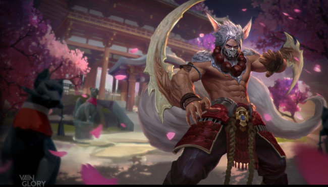 Обои картинки фото фэнтези, существа, арт, воин, illustrator, скил, сакура, весна