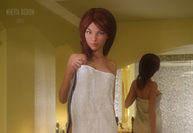 Обои картинки фото 3д графика, люди , people, девушка, взгляд, фон