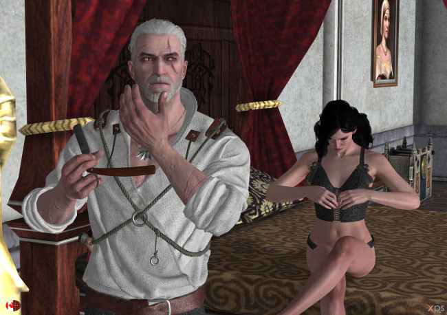 Обои картинки фото 3д графика, фантазия , fantasy, девушка, фон, взгляд