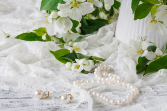 Картинка разное украшения +аксессуары +веера цветы серьги бусы жемчуг