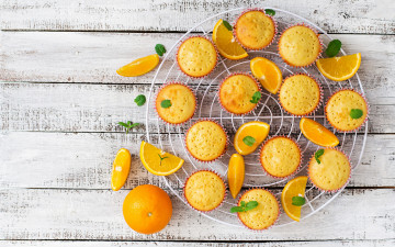 Картинка еда пирожные +кексы +печенье апельсин цитрус мята кексы