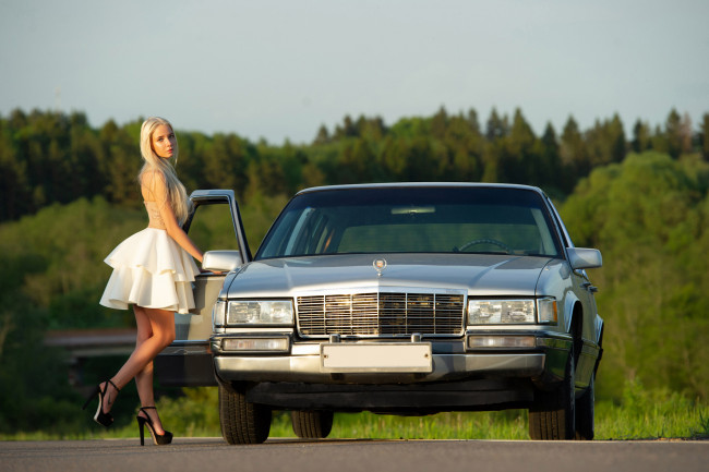 Обои картинки фото автомобили, -авто с девушками, cadillac, de, ville