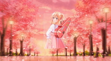 обоя аниме, shigatsu wa kimi no uso, твоя, апрельская, ложь