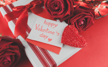 Картинка праздничные день+святого+валентина +сердечки +любовь коробка сердечки открытка розы