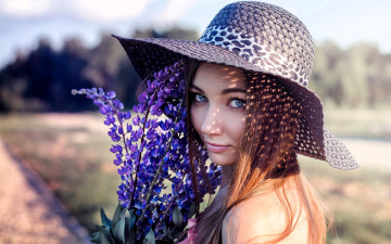 Картинка девушки -+лица +портреты лицо шляпа цветы