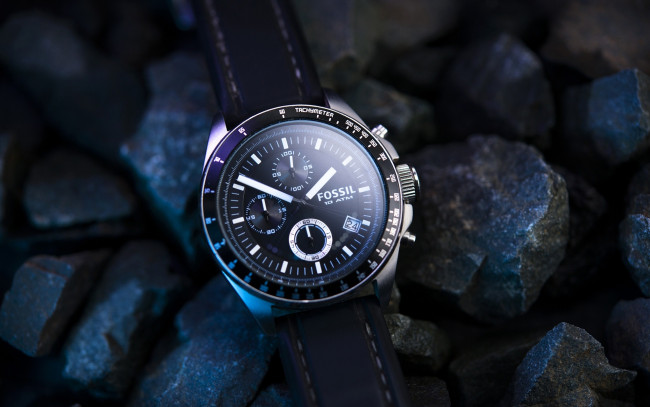 Обои картинки фото бренды, - другое, наручныe, часы, fossil, камни, синий, стиль, мужские, влагозащитные, япония