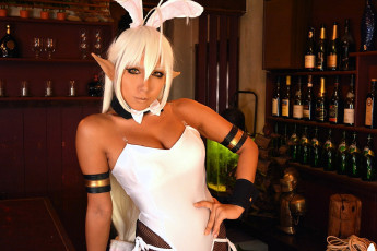 Картинка девушки nonsummerjack образ косплей наряд ушки боди бар бутылки