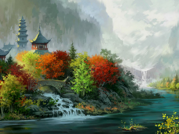 Обои картинки фото рисованные, природа