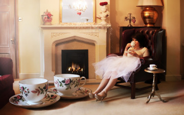 Картинка -Unsort+Креатив девушки unsort креатив чаепитие чашки камин