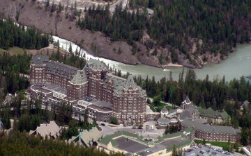 Картинка отель спрингз города здания дома горы река