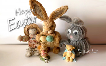 Картинка праздничные пасха медвежонок куклы кролик