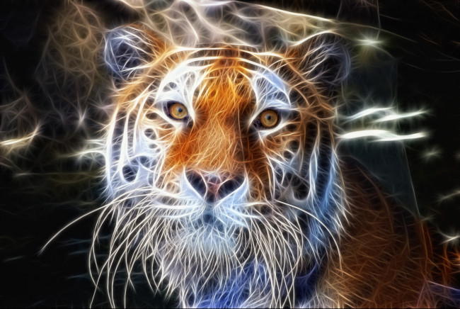 Обои картинки фото 3д, графика, animals, животные, тигр