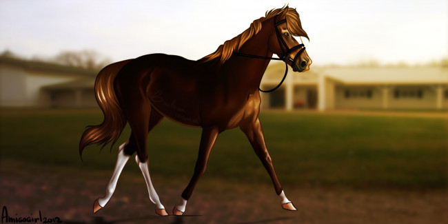 Обои картинки фото рисованные, животные, лошади, лошадь