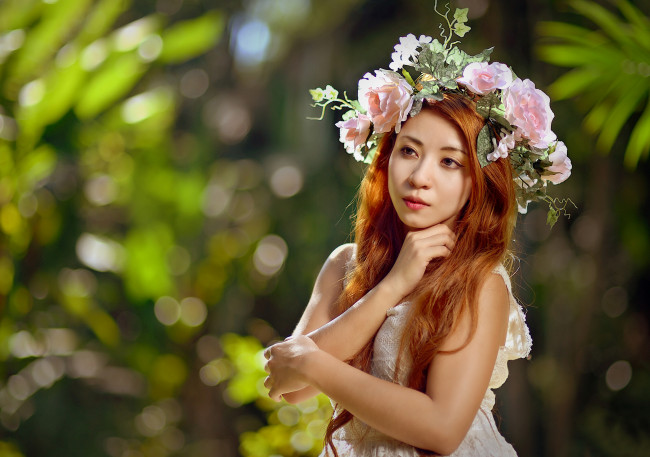 Обои картинки фото -Unsort Азиатки, девушки, unsort, азиатки, венок