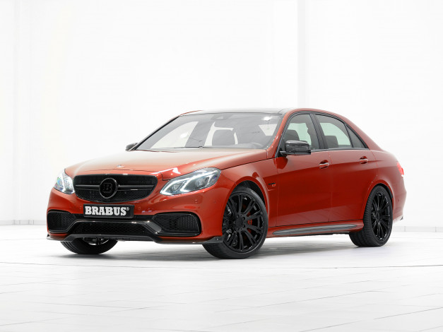 Обои картинки фото автомобили, brabus, w212, amg, e, 63, mercedes-benz, красный, 2013г