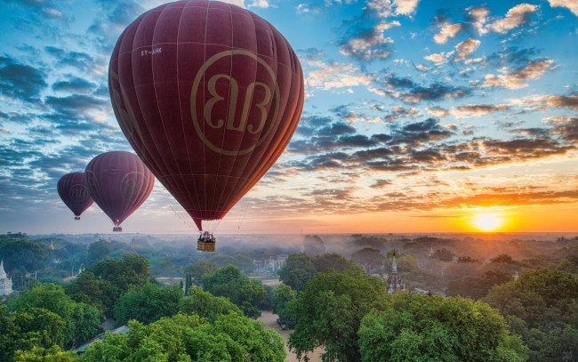 Обои картинки фото авиация, воздушные шары, спорт, небо, шары