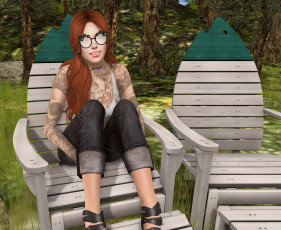 Картинка 3д+графика люди+ people девушка взгляд фон рыжая