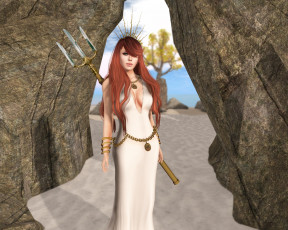 Картинка 3д+графика фантазия+ fantasy девушка рыжая фон взгляд