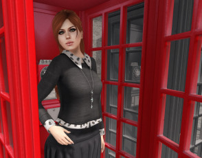 Картинка 3д+графика люди+ people фон взгляд девушка рыжая