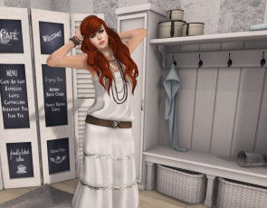 Картинка 3д+графика люди+ people рыжая фон взгляд девушка интерьер