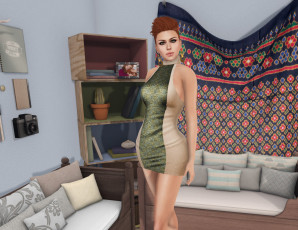 Картинка 3д+графика люди+ people рыжая взгляд фон девушка интерьер