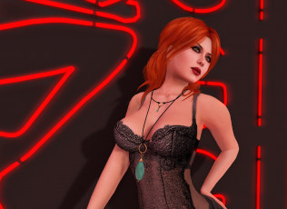 Картинка 3д+графика люди+ people рыжая фон взгляд девушка