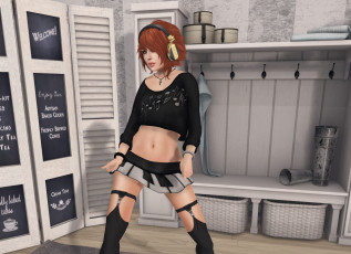 Картинка 3д+графика люди+ people фон взгляд девушка интерьер рыжая