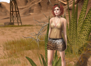 Картинка 3д+графика люди+ people девушка рыжая фон взгляд