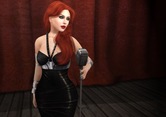Картинка 3д+графика люди+ people девушка взгляд фон рыжая