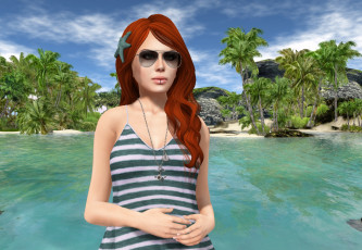 Картинка 3д+графика люди+ people фон взгляд девушка рыжая