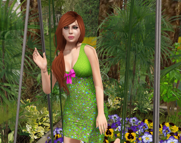 Обои картинки фото 3д графика, люди , people, рыжая, фон, взгляд, девушка