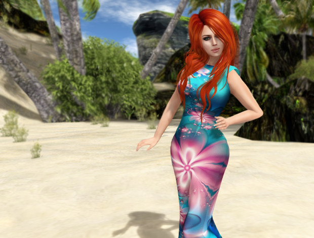 Обои картинки фото 3д графика, люди , people, фон, рыжая, взгляд, девушка