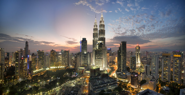 Обои картинки фото kuala lumpur cityscapes panorama, города, куала-лумпур , малайзия, близнецы, башни